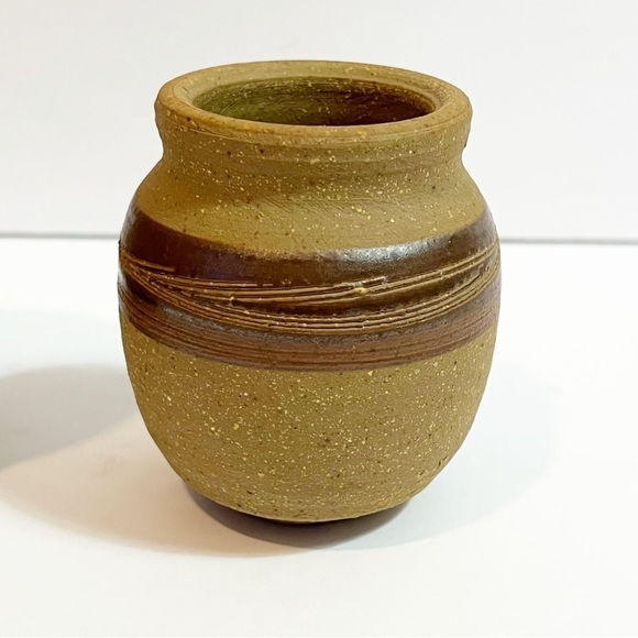 Indigenous Earthenware Small Pot Sanded Painted Pottery Signed Succulent Air 2x - Picture 3 of 13